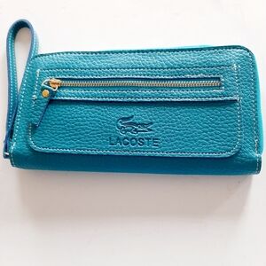 Lacoste Teal Wristlet with Gold Zipper